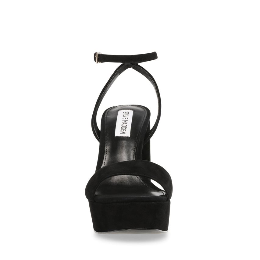 Sandalias Tacones Steve Madden Lessa Gamuza Mujer Negras | ES ZY9042